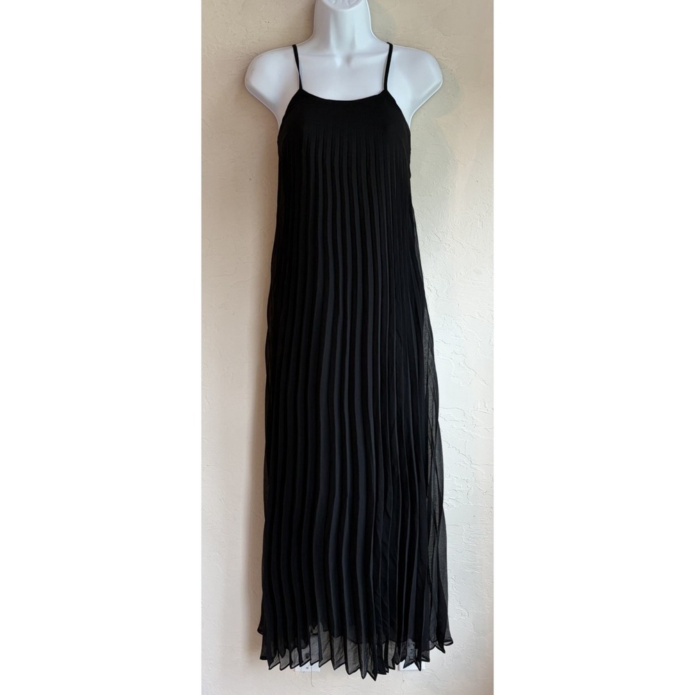 Black Silk Accordion Pleated Maxi Slip Dress M NWT Romantic Whimsigoth Witchy